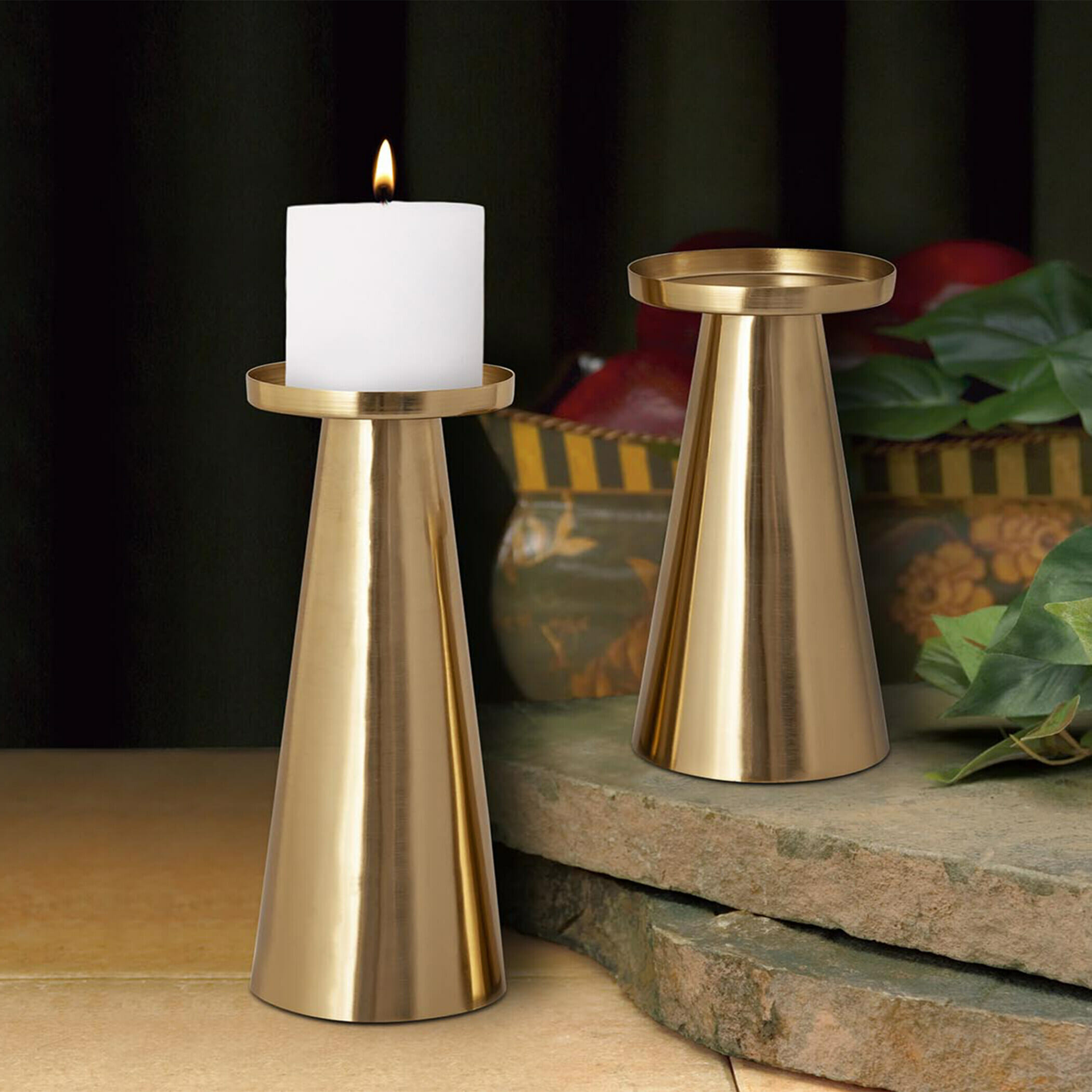 Cone Candle Holders-Set Of 2 - Kaniry Home Decor