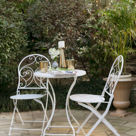 French Cafe Bistro Metal Table & 2 Chair's Set