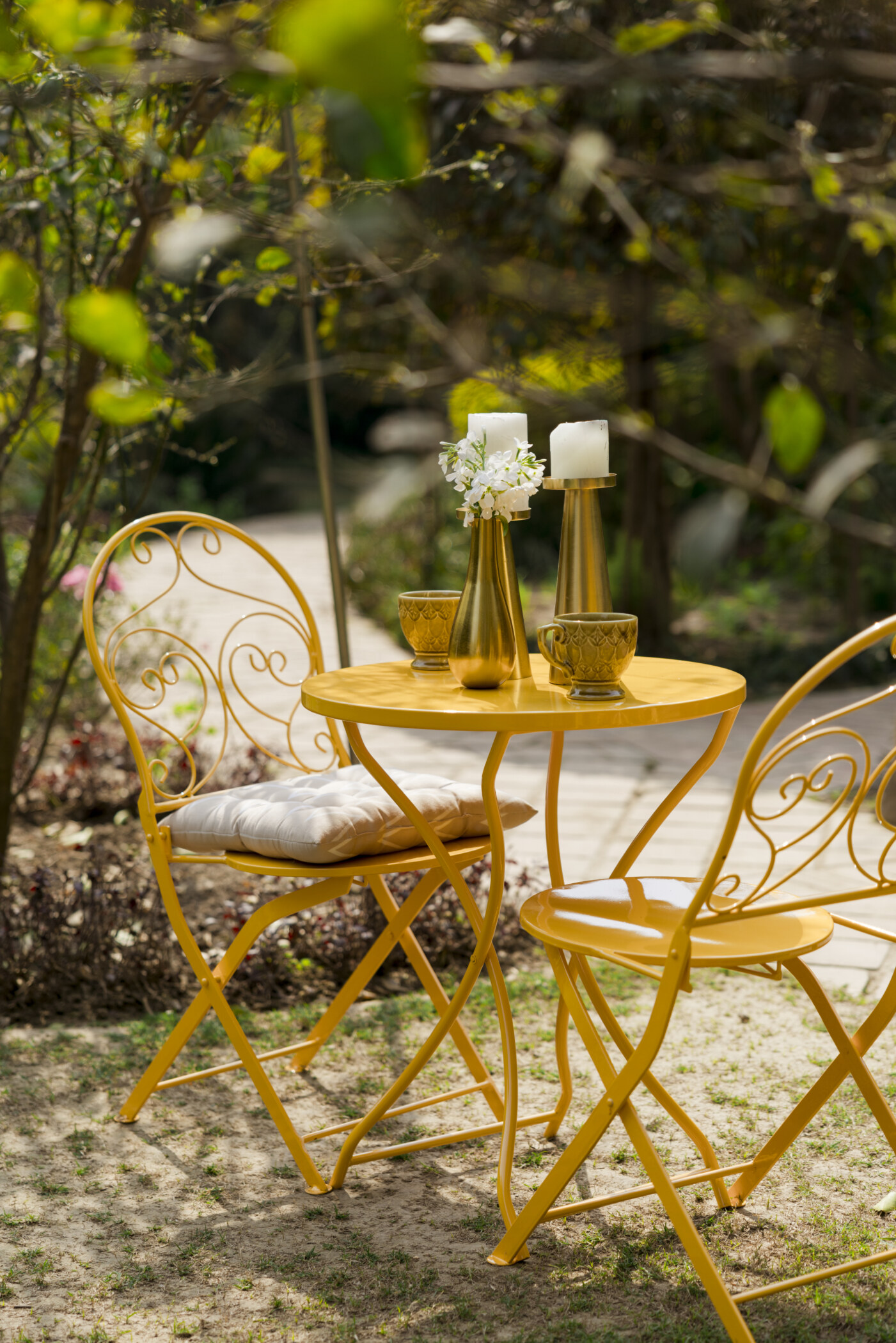 French Cafe Bistro Metal Table & 2 Chair's Set - Image 20