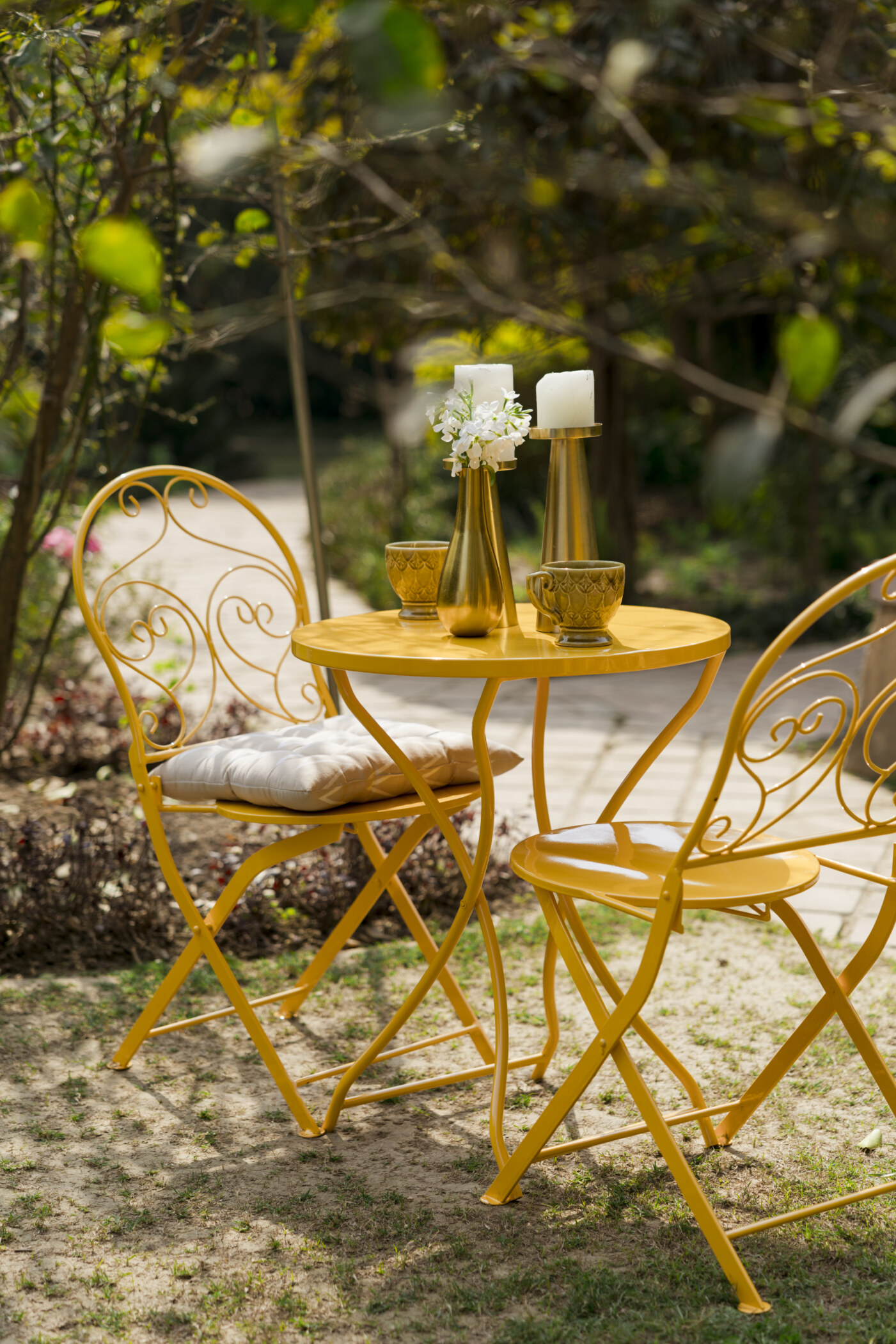 French Cafe Bistro Metal Table & 2 Chair's Set - Image 19