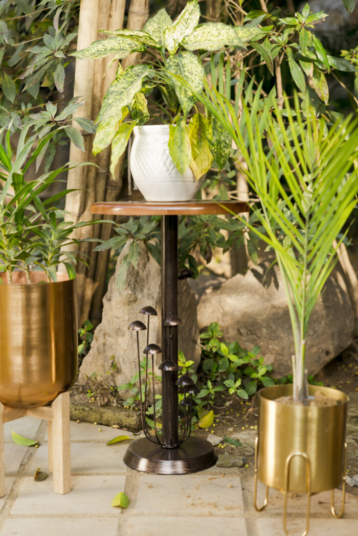 Shroom Metal Antique Accent Table