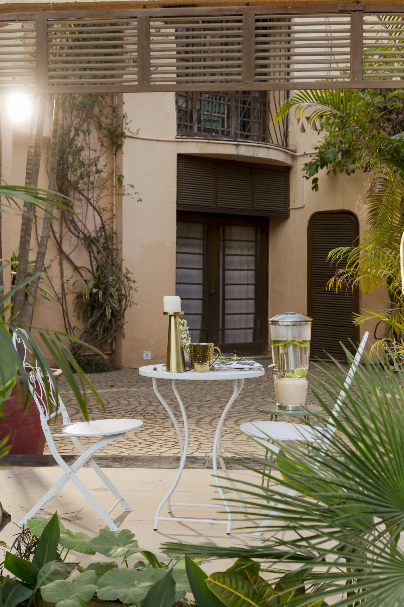 French Cafe Bistro Metal Table & 2 Chair's Set - Image 4