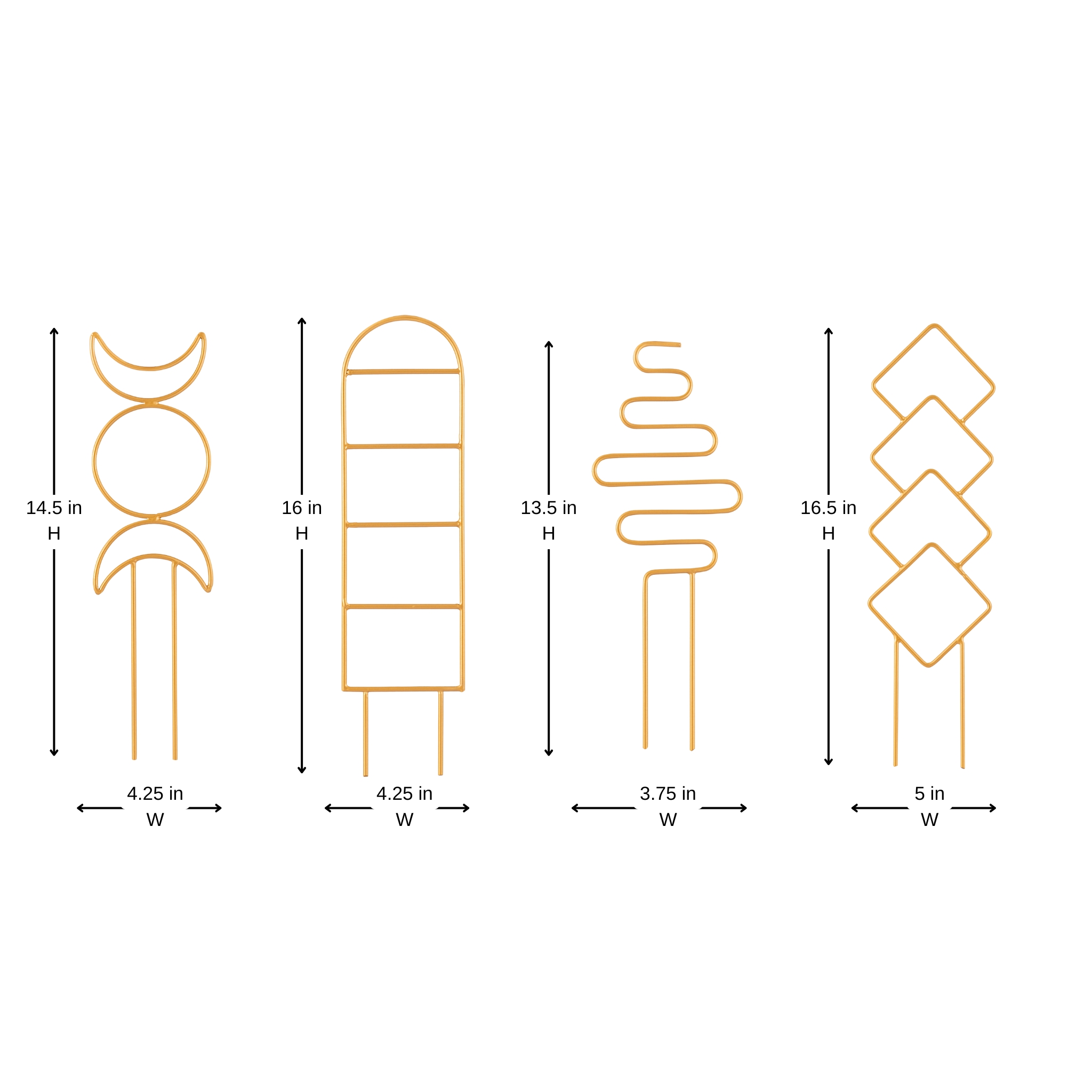 Metal Gold Plant Support - Set of 4 - Image 19